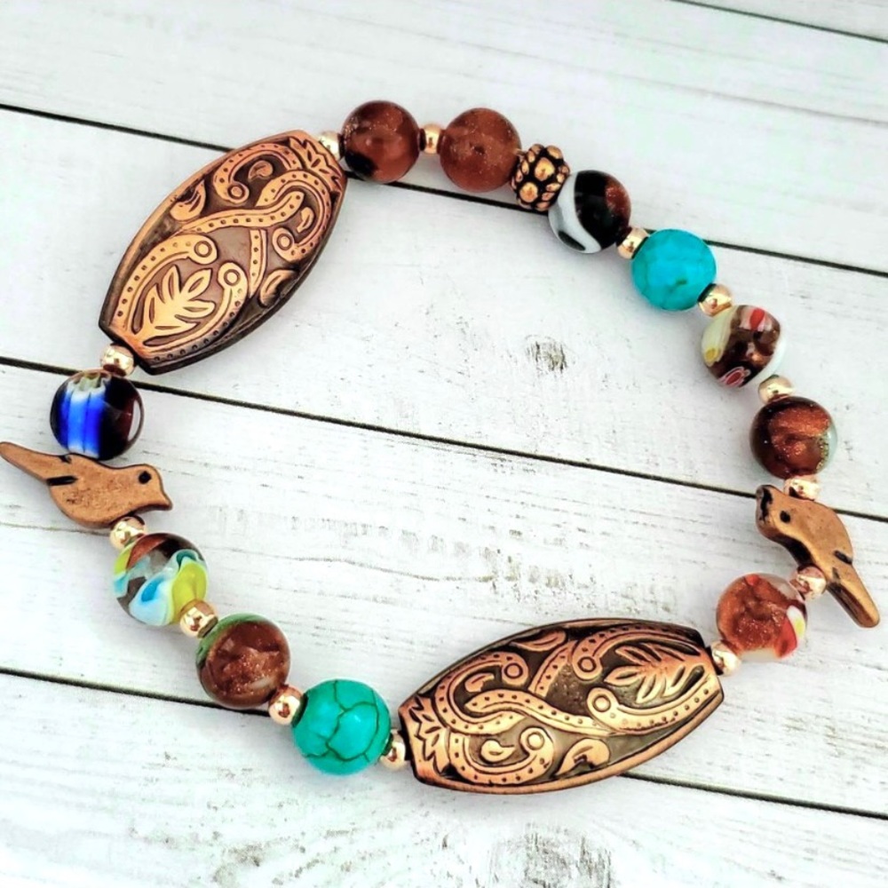 Southwest Bird Beaded Bracelet
